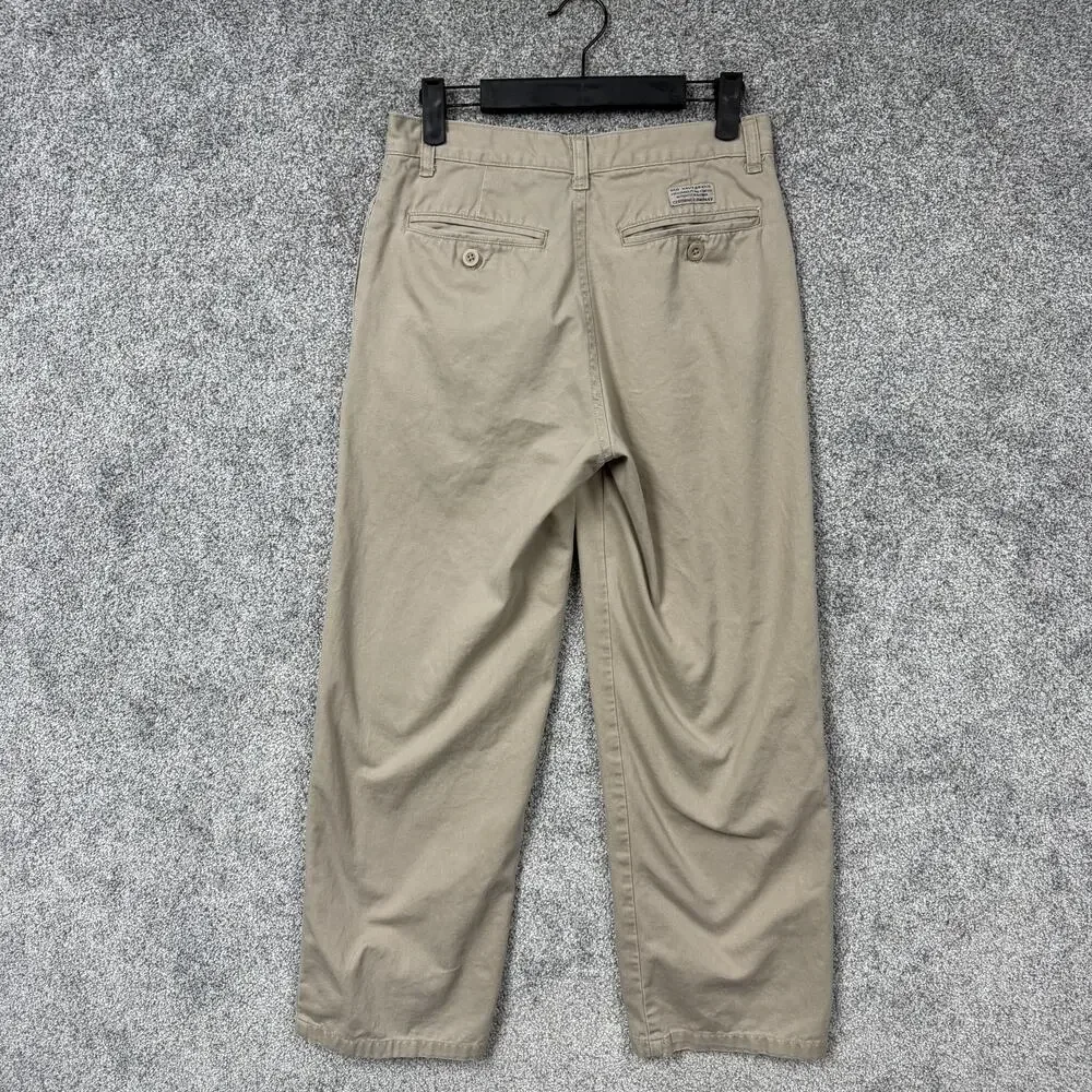 Vtg Y2K Old Navy Pleated Khakis Pants Boys 14 27x25 Beige Twill School Uniform
